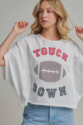 FOOTBALL TOUCHDOWN LETTER PATCH GAMEDAY KNIT TOP - OFF WHITE