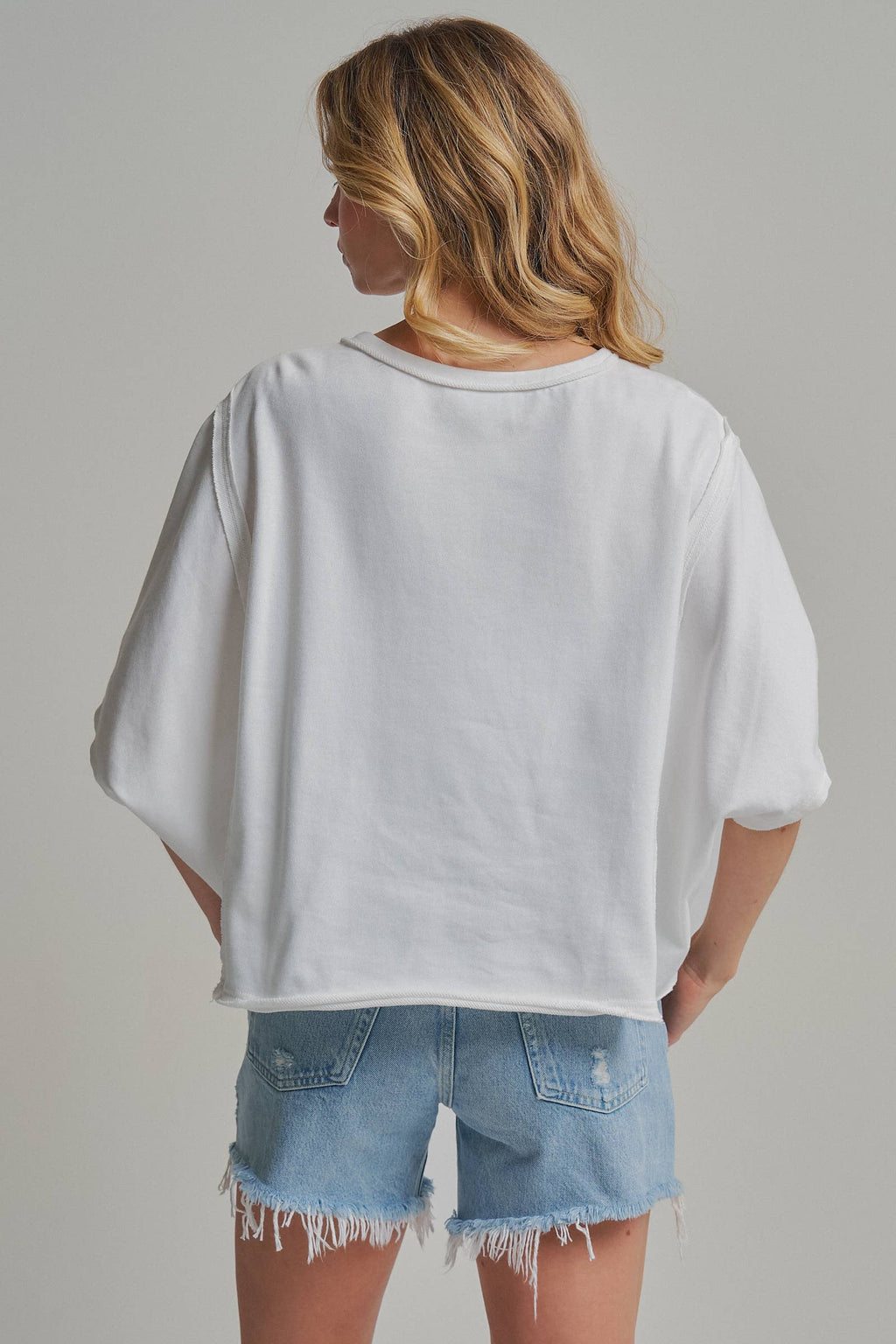 FOOTBALL TOUCHDOWN LETTER PATCH GAMEDAY KNIT TOP - OFF WHITE