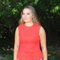 Back in Black - Paint the Town - Red - Slim Fit Smocked Ruffle Hem Sleeveless Shirt