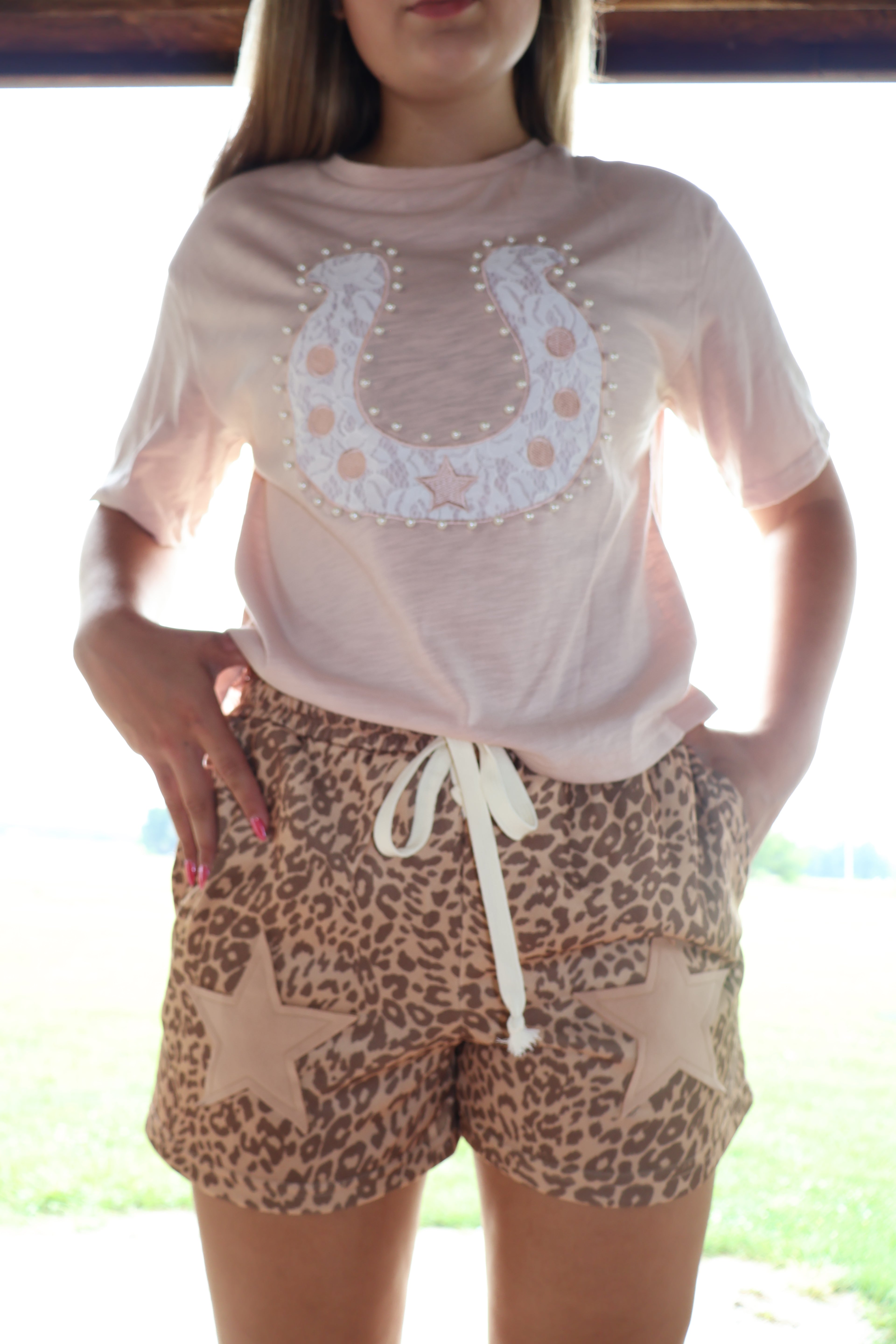 Leopard Stars - Khaki Drawstring - Shorts