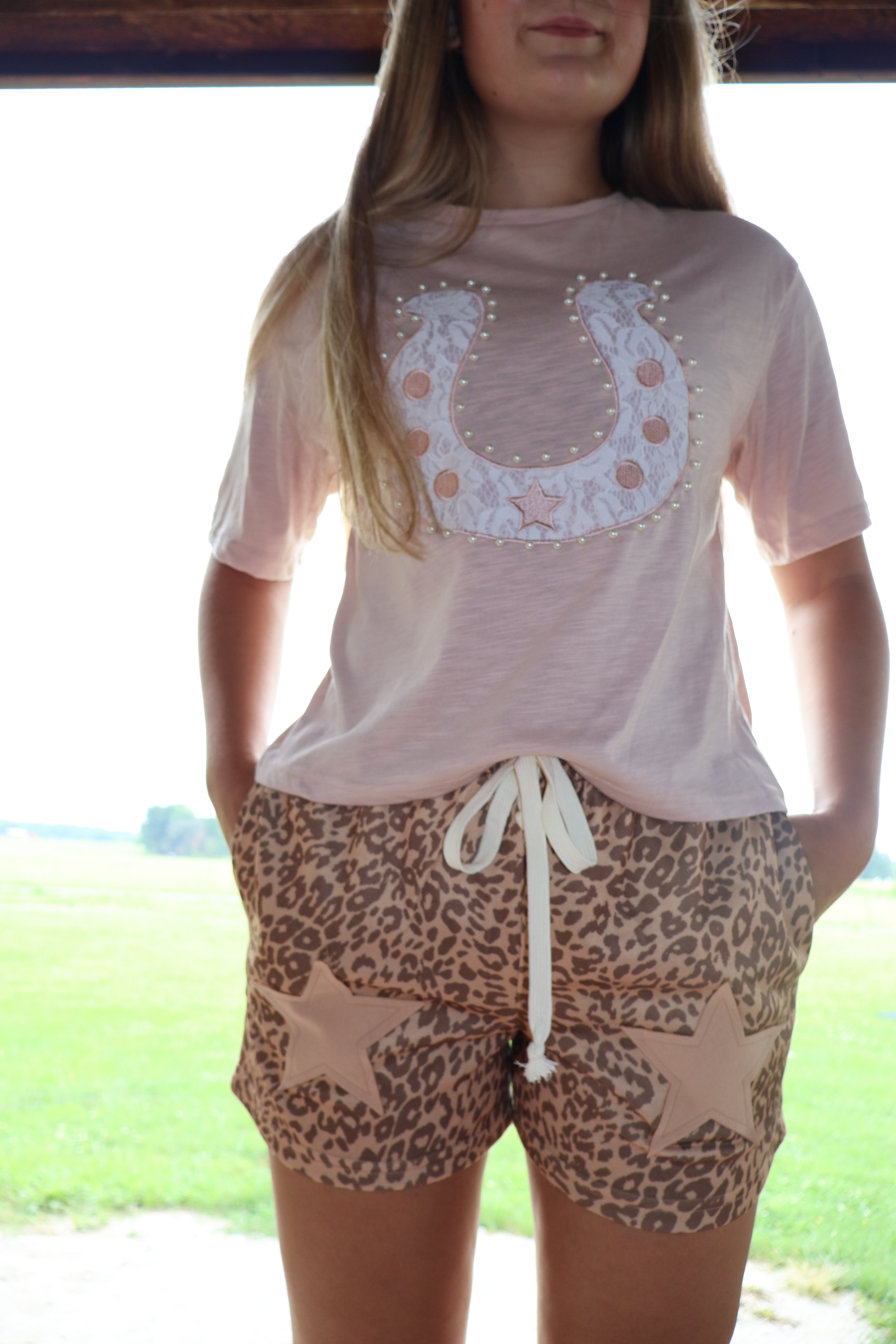 Leopard Stars - Khaki Drawstring - Shorts