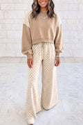 Polka Dot Patchwork Long Sleeve Casual Two Piece Set