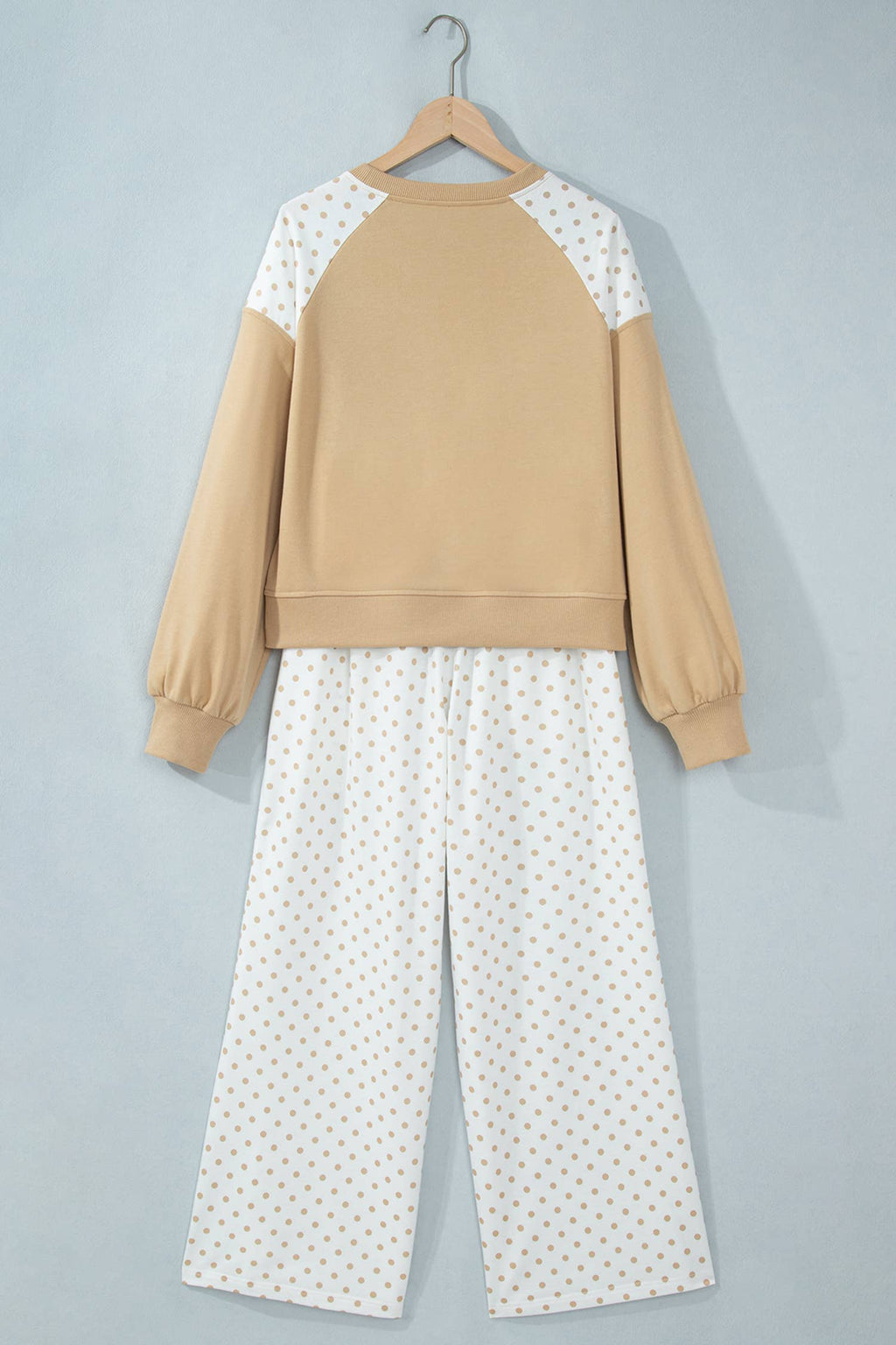 Polka Dot Patchwork Long Sleeve Casual Two Piece Set