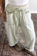 Green Plaid Full-Length Barrel Pant